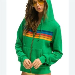 5 Stripe Zip Hoodie Kelly Green